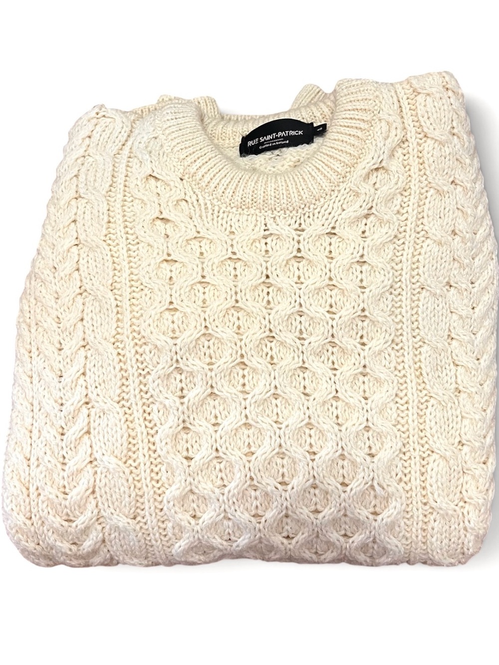 Cream Cable Knit Crewneck Sweater